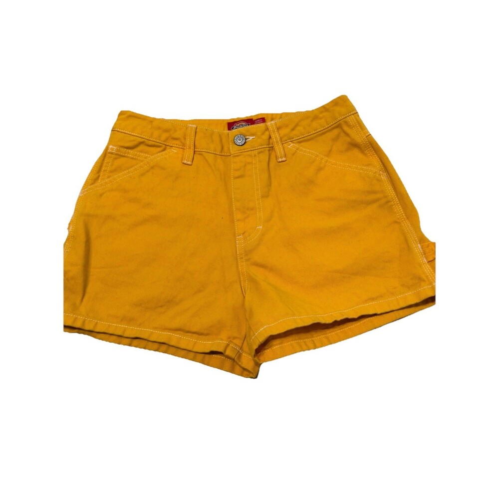 Dickies Carpenter Shorts Yellow, White Stitching, Logo, Women’s Size 1/26 EUC